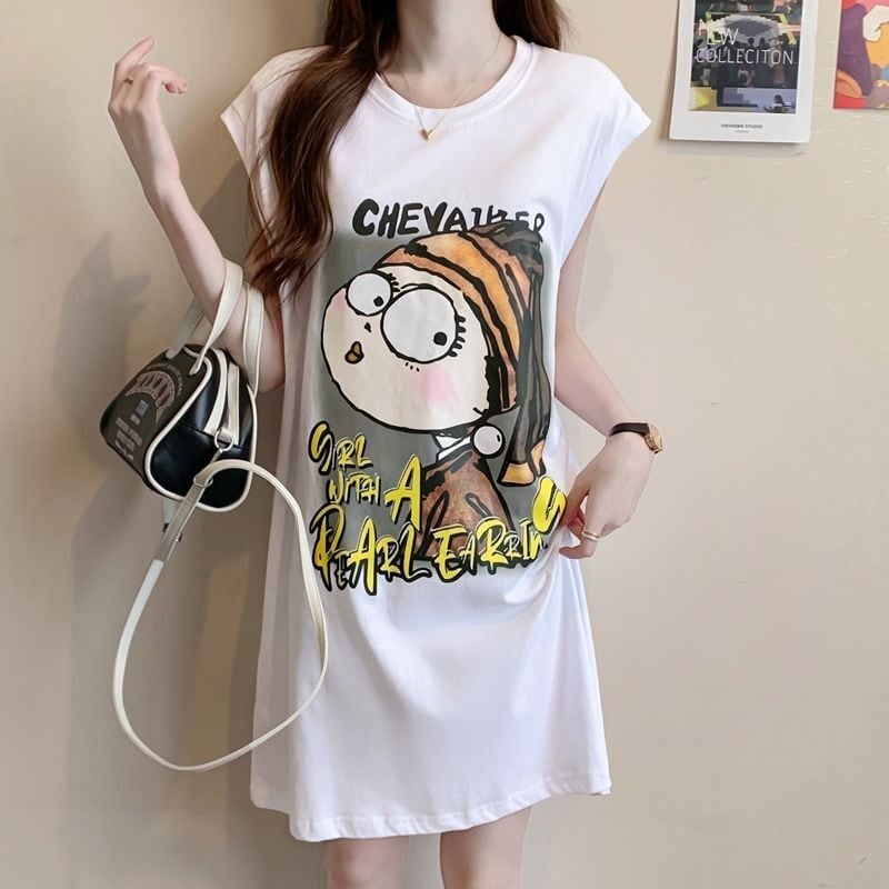 真夏も快適 着心地良い ファッション感満々 プリント全4色 ノースリーブ Tシャツ カットソー＜U-9161＞