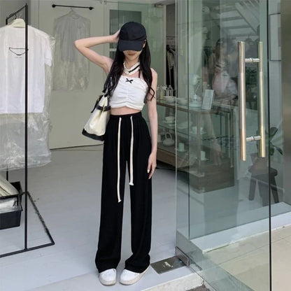 ルーズ 引き紐 ファッション ワイドパンツ ボトムス＜U-3032＞