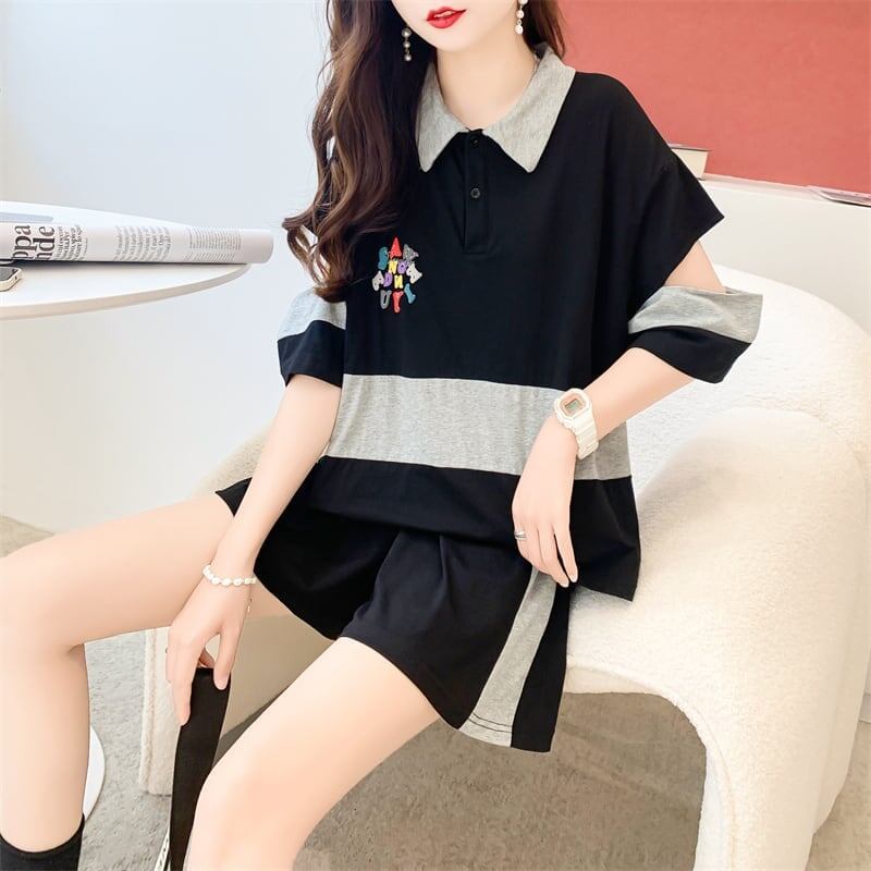 カジュアル Tシャツ＋ショートパンツ スタイリッシュ セットアップ＜U-3472＞