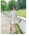 絶対欲しい ファッション カジュアル 切り替え 半袖ワンピース<U-8442>