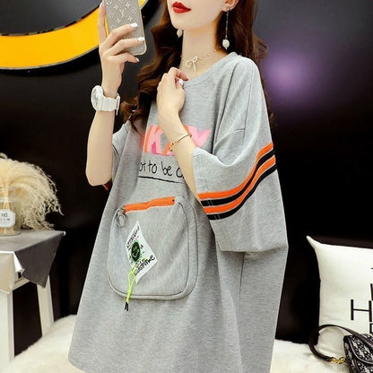 好感度UP ルーズ カジュアル プリント全3色 半袖Tシャツ カットソー ＜U-8607＞