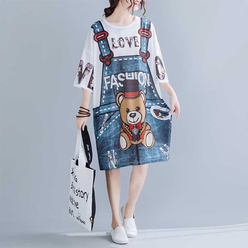 旅行Ｔシャツ 夏 レディース 膝丈 プリント 大きいサイズ ゆったりさらっと涼しい U-656