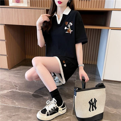 定番シンプル 切り替え カジュアル 半袖Ｔシャツⅹパンツセット全3色 <U-8267>