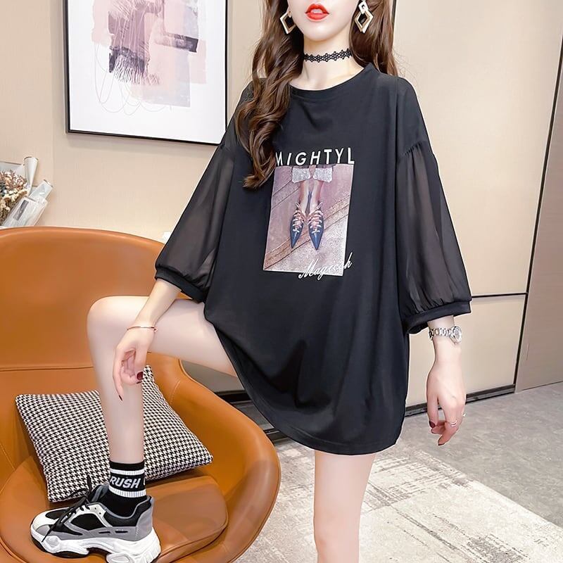 話題沸騰中 プリント 切り替え ストリート ゆったり 着せ トップス Tシャツ ＜U-2075＞