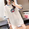 韓国系 ドロップショルダー 刺? レイヤードTシャツ ゆったり半袖 ＜U-3053＞