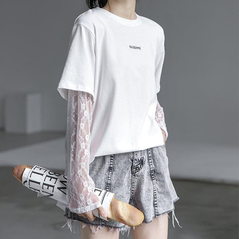 清純甘くて女子力UP 切り替え 美感いっぱい Tシャツ カットソー＜U-3020＞