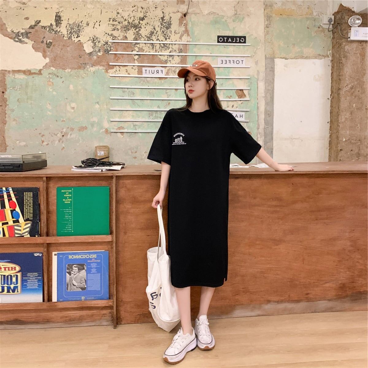 美人度アップ プリント チャーミング Tシャツ カットソー ワンピース＜U-3602＞