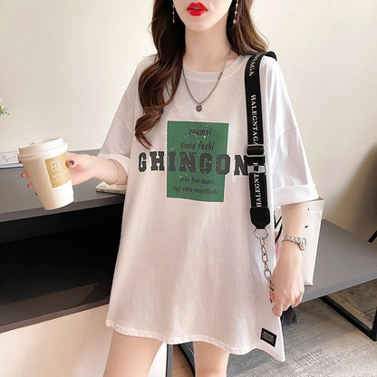 着心地抜群 切り替え 女性力を高める プリント Tシャツ カットソー＜U-3592＞