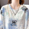 大好評 絞り染め クマ柄 ロング Tシャツ ゆったり半袖 ＜U-3990＞