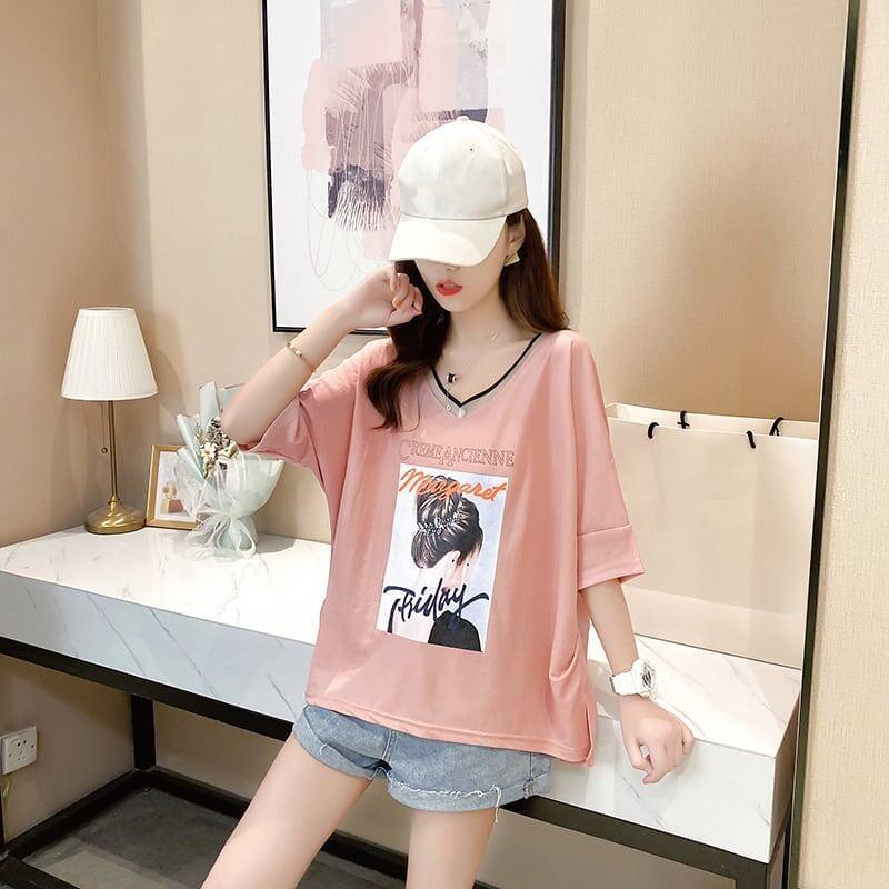 着心地抜群 3色選択可 女性力を高める Vネック Tシャツ カットソー＜U-3094＞