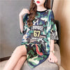 ファッション チャーミング プリント Tシャツ カットソー ワンピース＜isf-3494＞