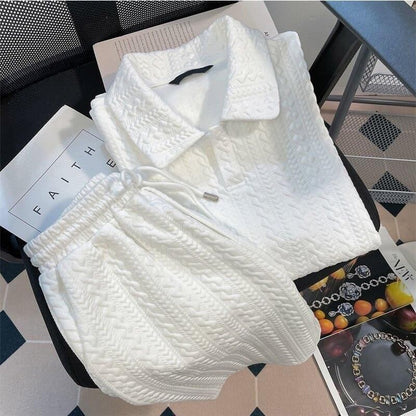 ゆったり感アップ 切り替え 好感度満載 Tシャツ＋ショートパンツ セットアップ＜U-3556＞