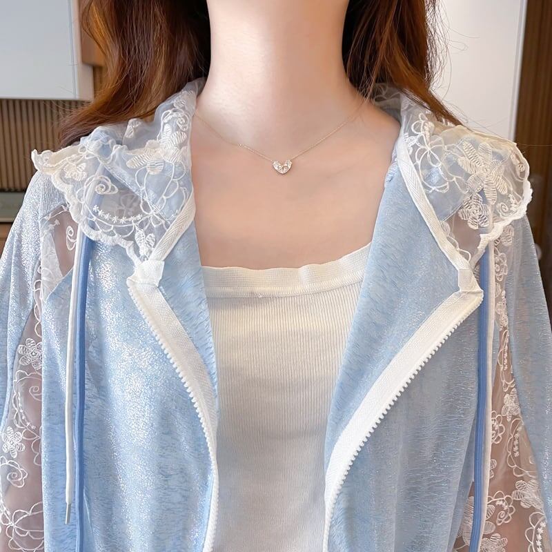 大人気透け感 UV対策 UVカット 長袖レース刺?シャツ ＜U-2822＞