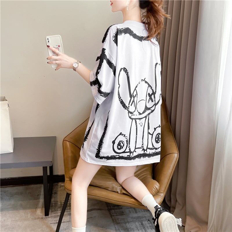 好感度満載 切り替え 美感いっぱい プリント Tシャツ カットソー＜U-3585＞