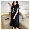韓国系 ロング ハートマーク Tシャツ 半袖 ＜U-2837＞