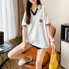 オシャレ度満点 切り替え カジュアル プリント Tシャツ カットソー＜U-3593＞