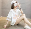 エレガントなレースステッチ半袖Tシャツ<U-3030>