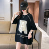 超人気商品 ロング アルファベット プリントTシャツ 三色 ゆったり半袖 ＜U-4019＞