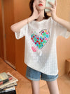 新商品 透かし彫り キュート ゆったり 半袖Tシャツ＜U-8422＞