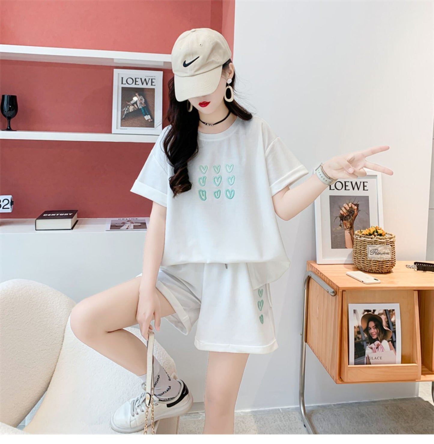 売り切れ必至 カジュアル 上質 ルーズ 半袖Ｔシャツⅹパンツセット全3色 <U-8234>
