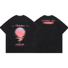 夏新作 プリントTシャツ 夕日 黒 ゆったり半袖＜U-2959＞