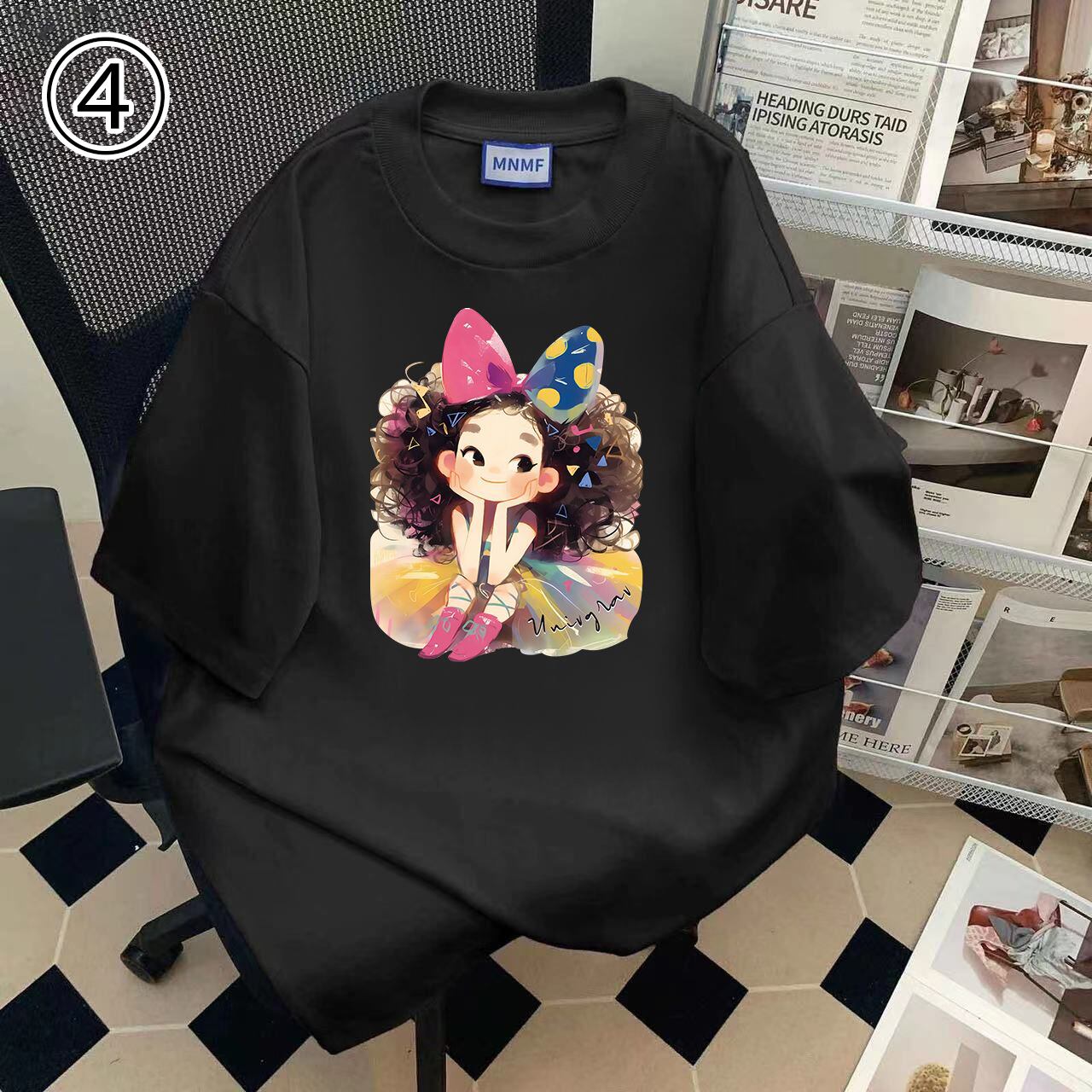 大人可愛い カジュアル 定番シンプル プリント 6種選択可 半袖Tシャツ<U-8906>