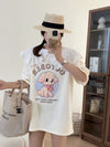 スウィート ワンちゃんロゴ 韓国系 ゆったりTシャツ半袖<U-4882>