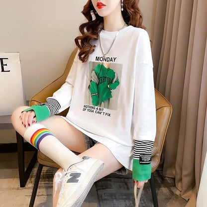 女性力を高める ラウンドネック 着心地抜群 プリント Tシャツ カットソー＜U-2865＞