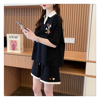 定番シンプル 切り替え カジュアル 半袖Ｔシャツⅹパンツセット全3色 <U-8267>