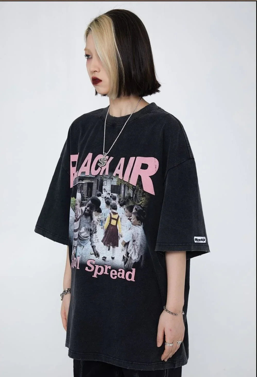 見逃し厳禁 ファッション ストリート系 ヴィンテージ加工 プリントTシャツ ＜U-2893＞