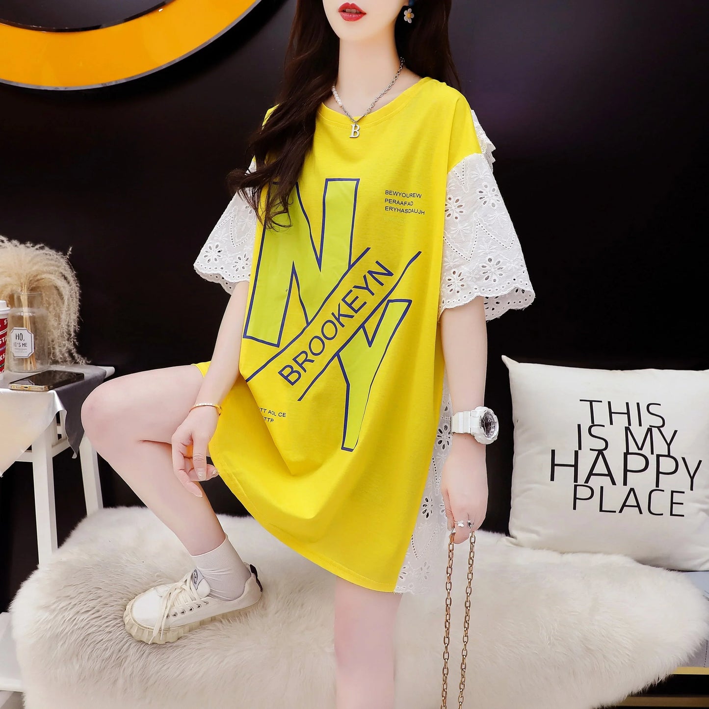 デザイン感 3色選択可 合わせやすい プリント Tシャツ カットソー＜U-3095＞