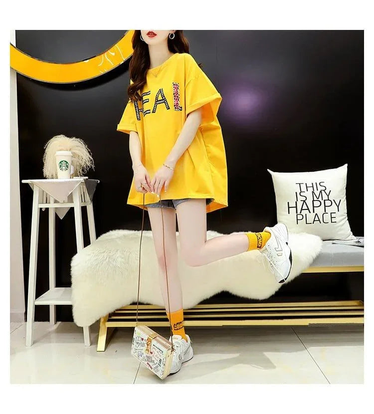 合わせやすい プリント アルファベット Tシャツ ゆったり 半袖 ＜U-2917＞