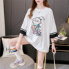 合わせやすい アルファベット ラウンドネック プリントTシャツ ゆったり ワンピース＜U-3992＞