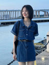 売り切れ必至 一目惚れ 今季大好評 デニム 折り襟 ワンピース＜U-8280＞