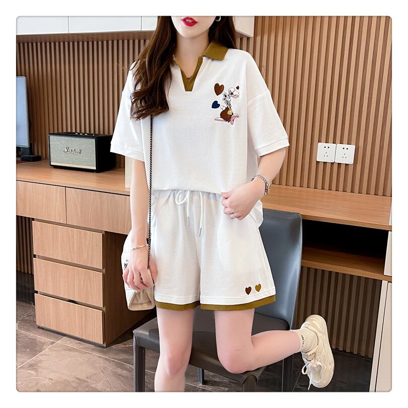 定番シンプル 切り替え カジュアル 半袖Ｔシャツⅹパンツセット全3色 <U-8267>
