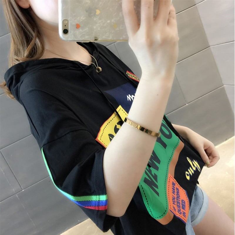 オシャレ度満点 切り替え カジュアル プリント Tシャツ カットソー＜U-3491＞