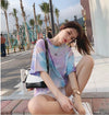 夏らしいタイダイグラデーションルーズ半袖Tシャツ<isf-2961>