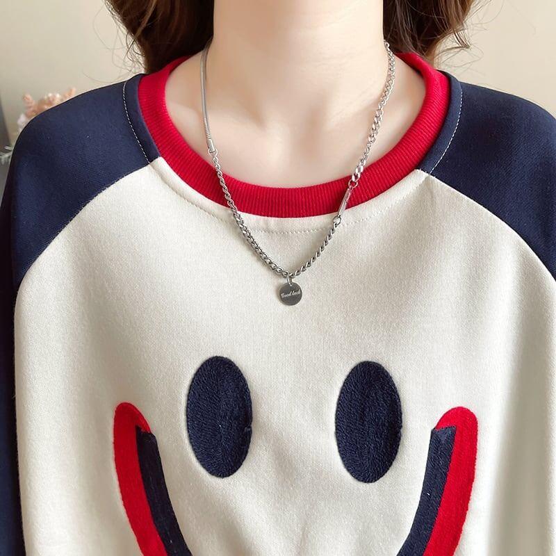 秋の新作スマイル長袖Tシャツトップス<U-5028>