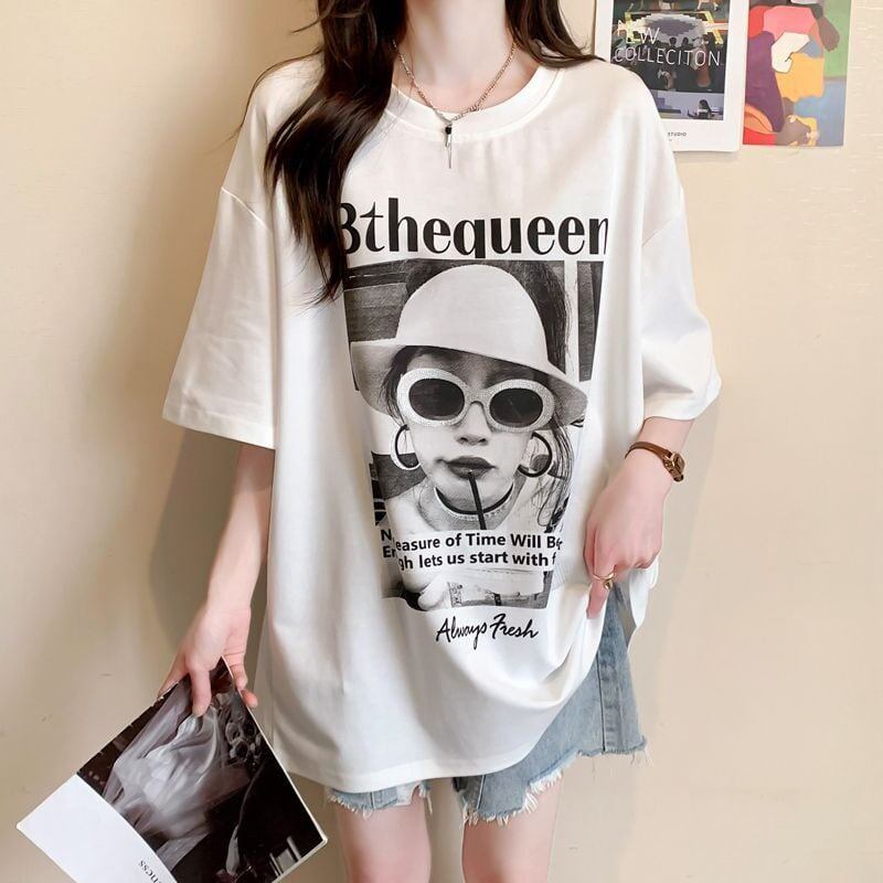 話題沸騰中 レース アバンギャルド 切り替え ホットダイヤモンド 3色選択 半袖Tシャツ＜U-8547＞