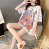 売り切れ必至 ファッション レース  透かし彫り プリント 半袖Tシャツ カットソー ＜isf-8597＞