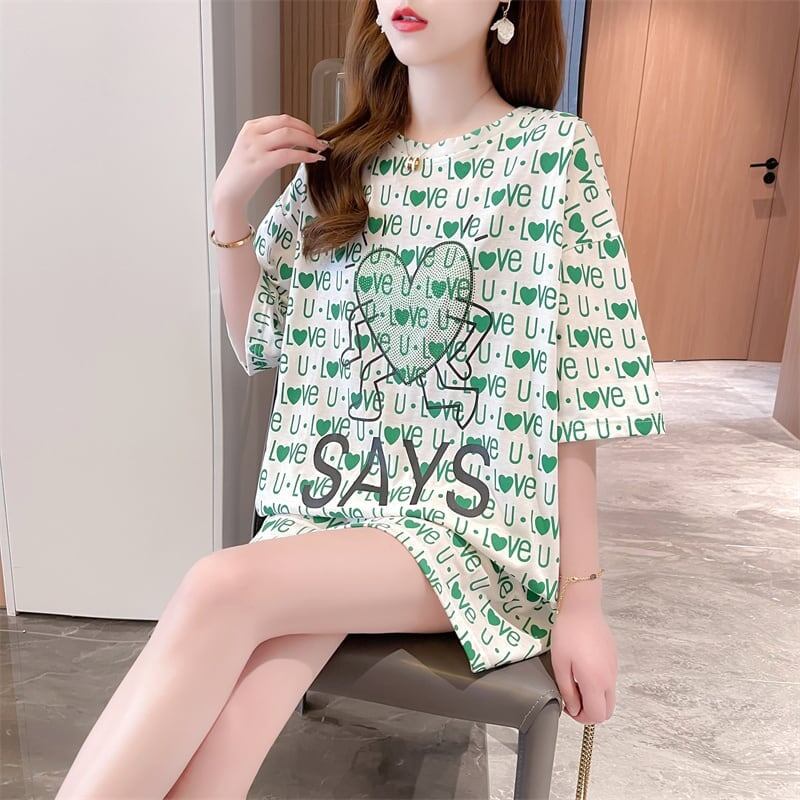 カジュアル 切り替え オシャレ度満点 プリント Tシャツ カットソー＜U-3411＞