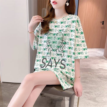 カジュアル 切り替え オシャレ度満点 プリント Tシャツ カットソー＜U-3411＞