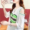 スタイリッシュ 切り替え 一目惚れ プリント Tシャツ カットソー＜U-3521＞