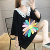 大人可愛い ロング丈 ゆったり 切り替え 三色半袖Tシャツ＜U-8129＞