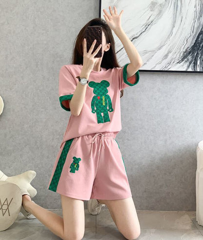 大好評 カジュアル 話題沸騰中 切り替え 全3色 半袖 Tシャツ ショートパンツ セットアップ ＜U-9007＞