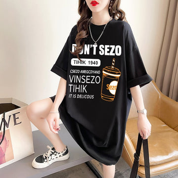 快適 ラウンドネック カジュアル 半袖 Tシャツ ワンピース＜U-8634＞