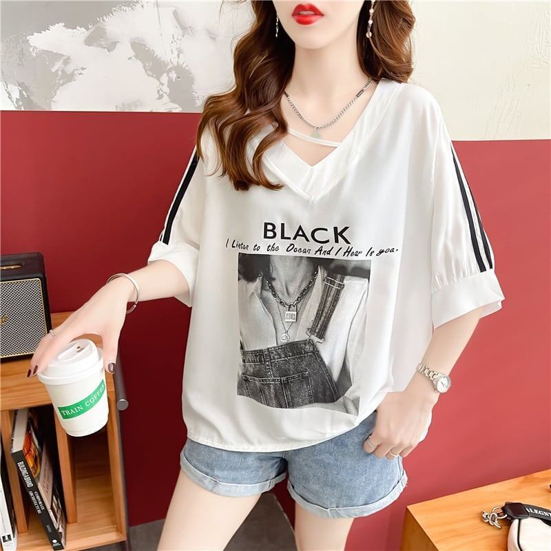 デザイン感 プリント チャーミング Tシャツ カットソー＜U-3476＞