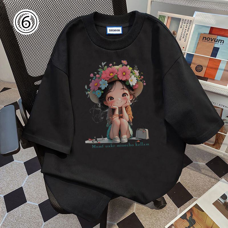 大人可愛い カジュアル 定番シンプル プリント 6種選択可 半袖Tシャツ<U-8906>