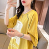 超人気商品 ロング アルファベット プリントTシャツ 三色 ゆったり半袖 ＜U-4019＞