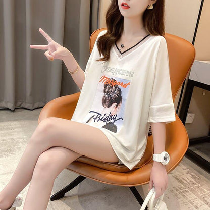 着心地抜群 3色選択可 女性力を高める Vネック Tシャツ カットソー＜U-3094＞